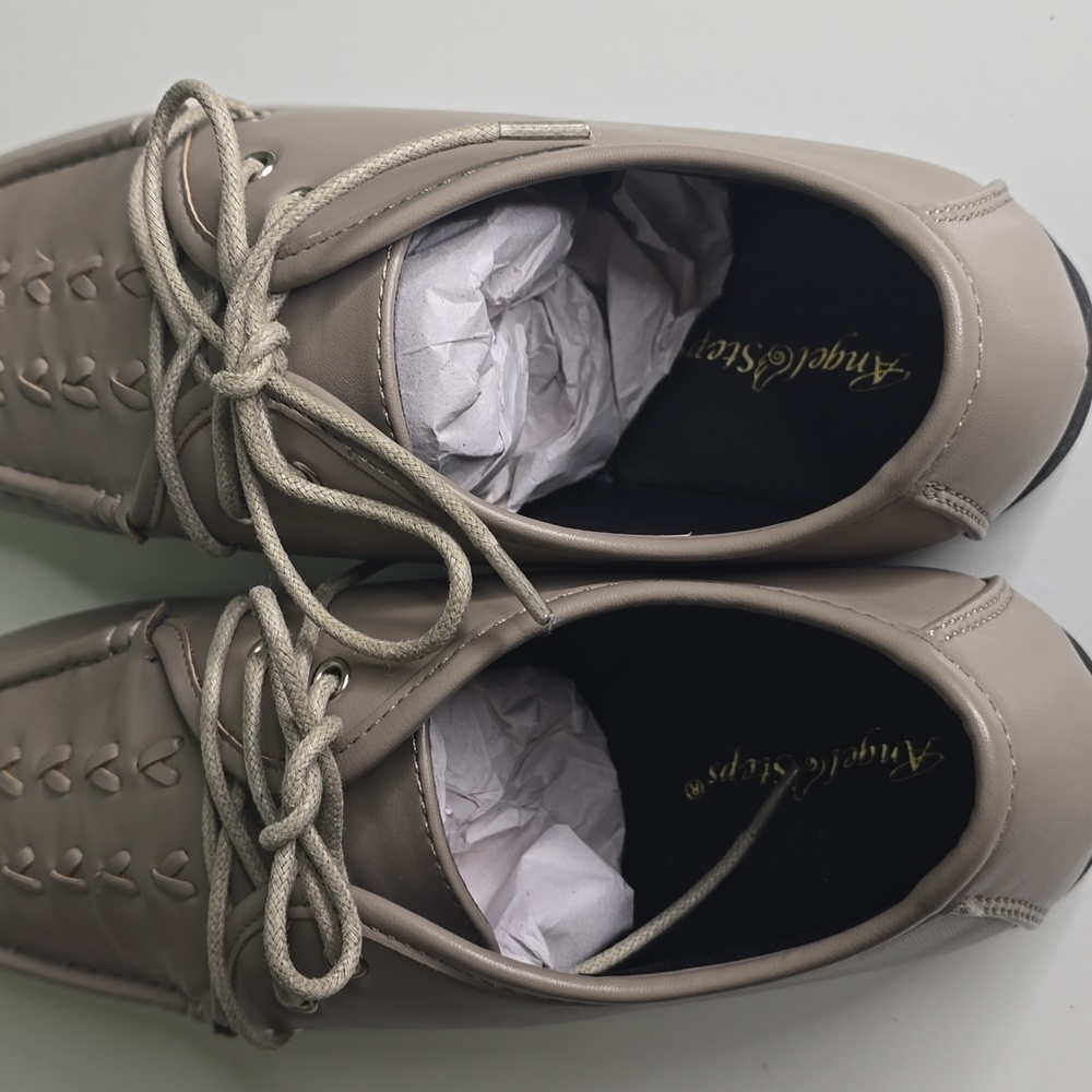 Women's Angel Steps Dasher Lace -Up Shoes 8 Taupe - Picture 7 of 13